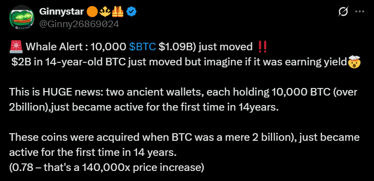 Bitcoin BTC whale movement price analysis