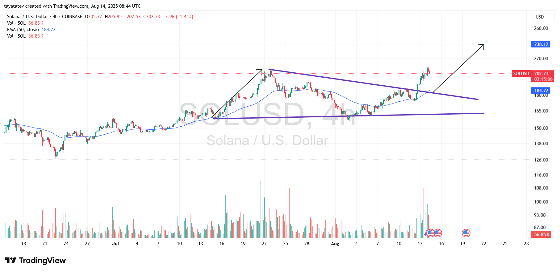 Solusd 4H - Falling Wedge BreakoutSource: Tradingview