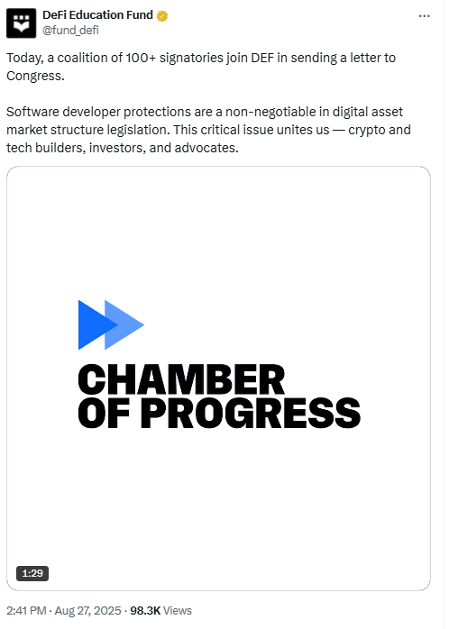 Chamber of ProgressSource: DeFi Education Fund (X / @fund_defi)