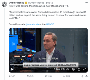 Ondo’s Chief Strategy Officer appeared on NYSE