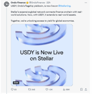 Ondo’s Yield-Bearing Stablecoin USDY Goes Live on Stellar
