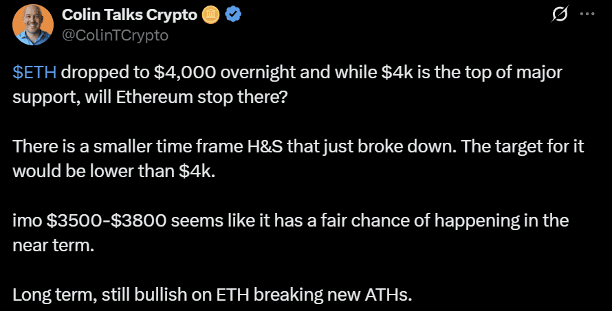 Ethereum ETH price analysis