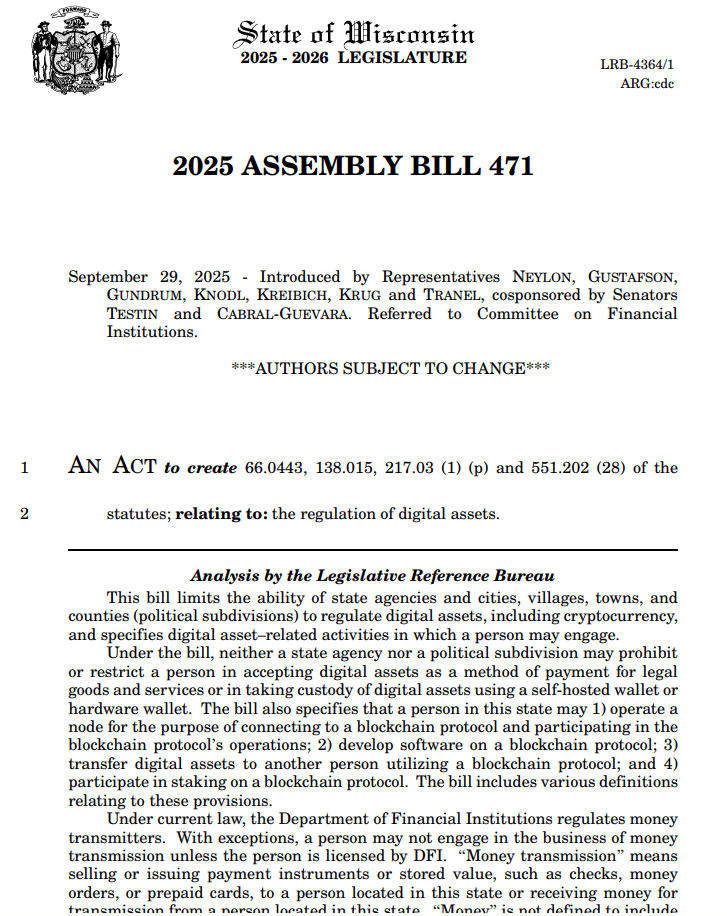 Wisconsin Assembly Bill 471. Source: Wisconsin Legislature