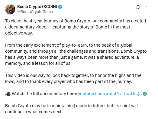 Bomb Crypto Community Documentary. Source: x bombcryptogame