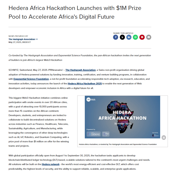 Hedera Africa Hackathon Launch. Source: Hash Graph Association