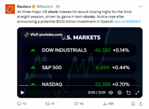 US stock indexes hit record closing highs