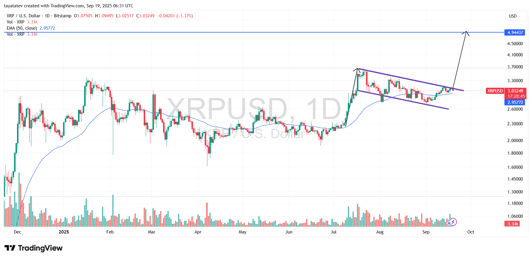 XRP USD Daily Bullish Flag. Source: TradingView