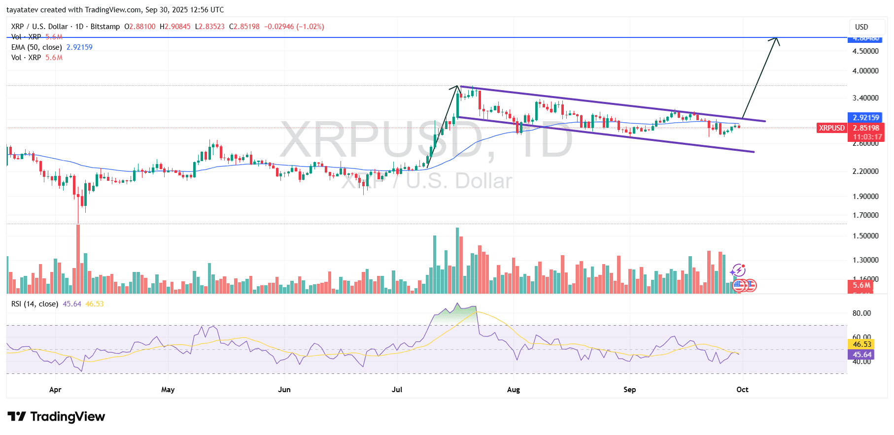 XRP Bullish Flag Pattern. Source: TradingView