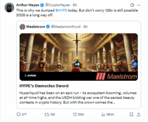 Hayes Exits Entire HYPE Position