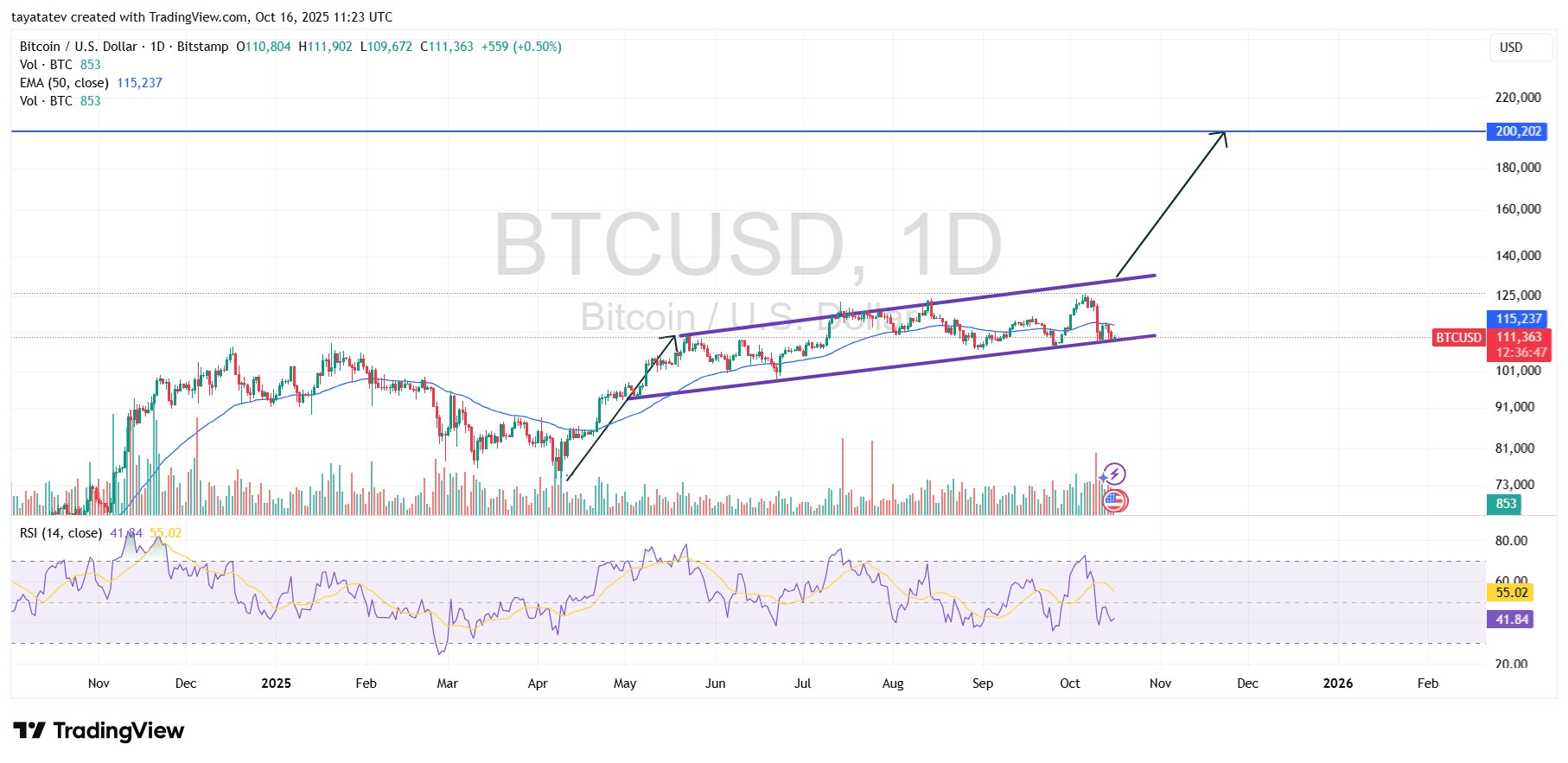 Bitcoin Rising Channel BTCUSD Daily. Source: TradingView Bitstamp