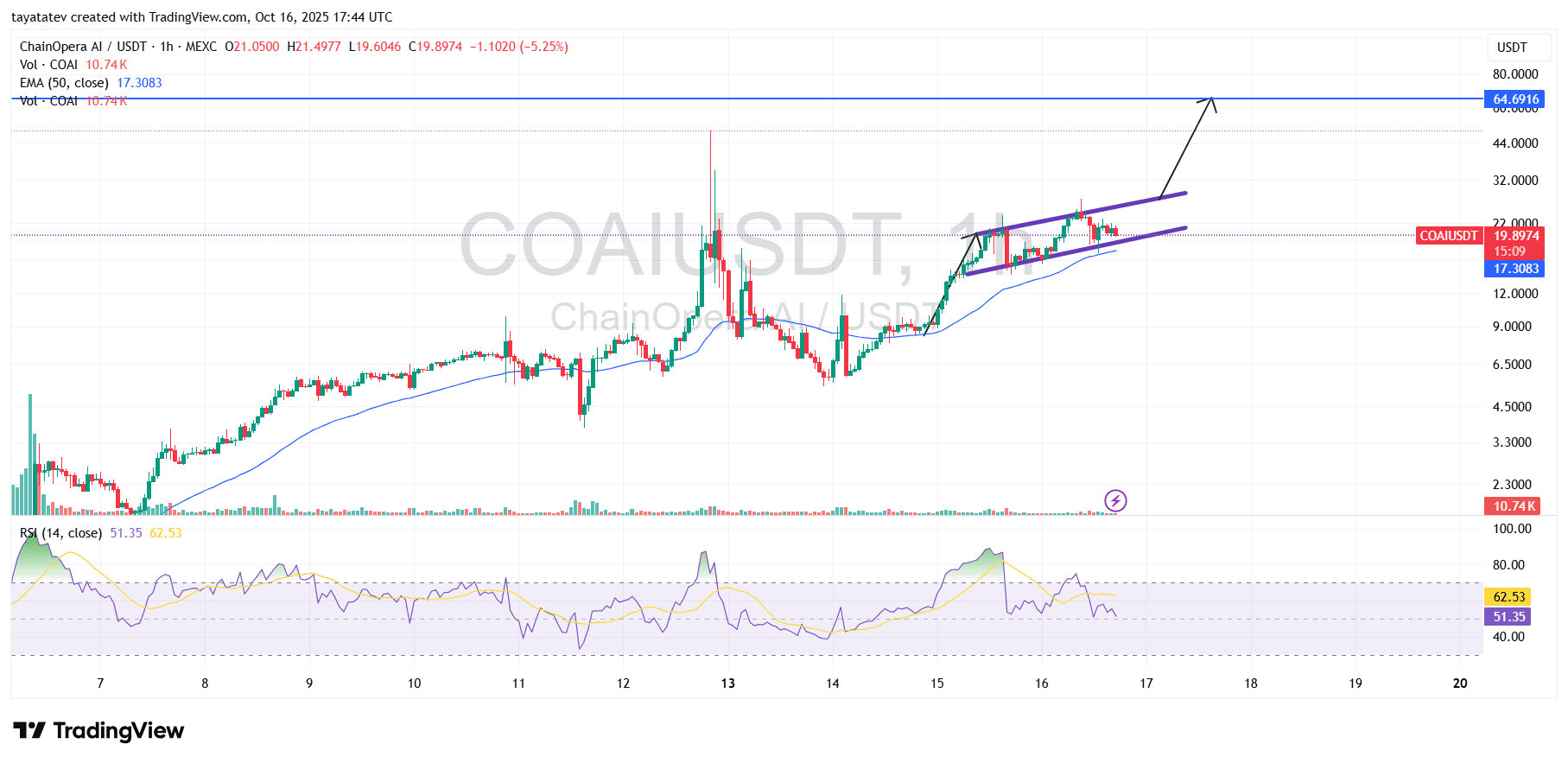 COAI/USDT 1-Hour Chart. Source: TradingView