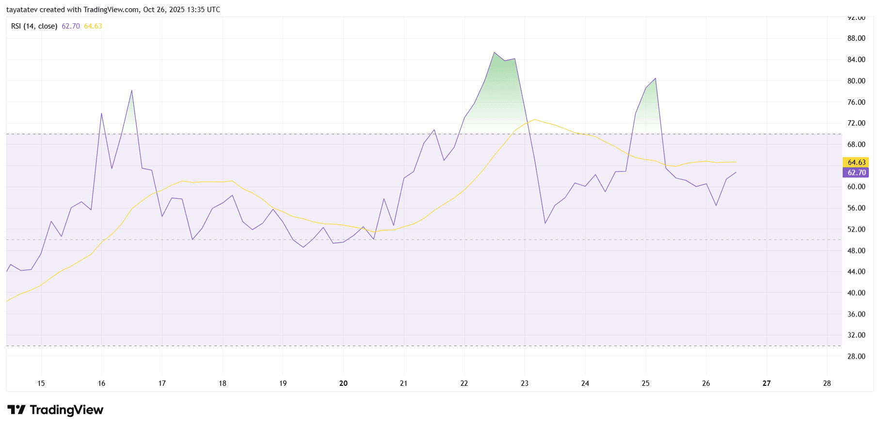 RSI Indicator, EVAAUSDT 4H. Source: TradingView