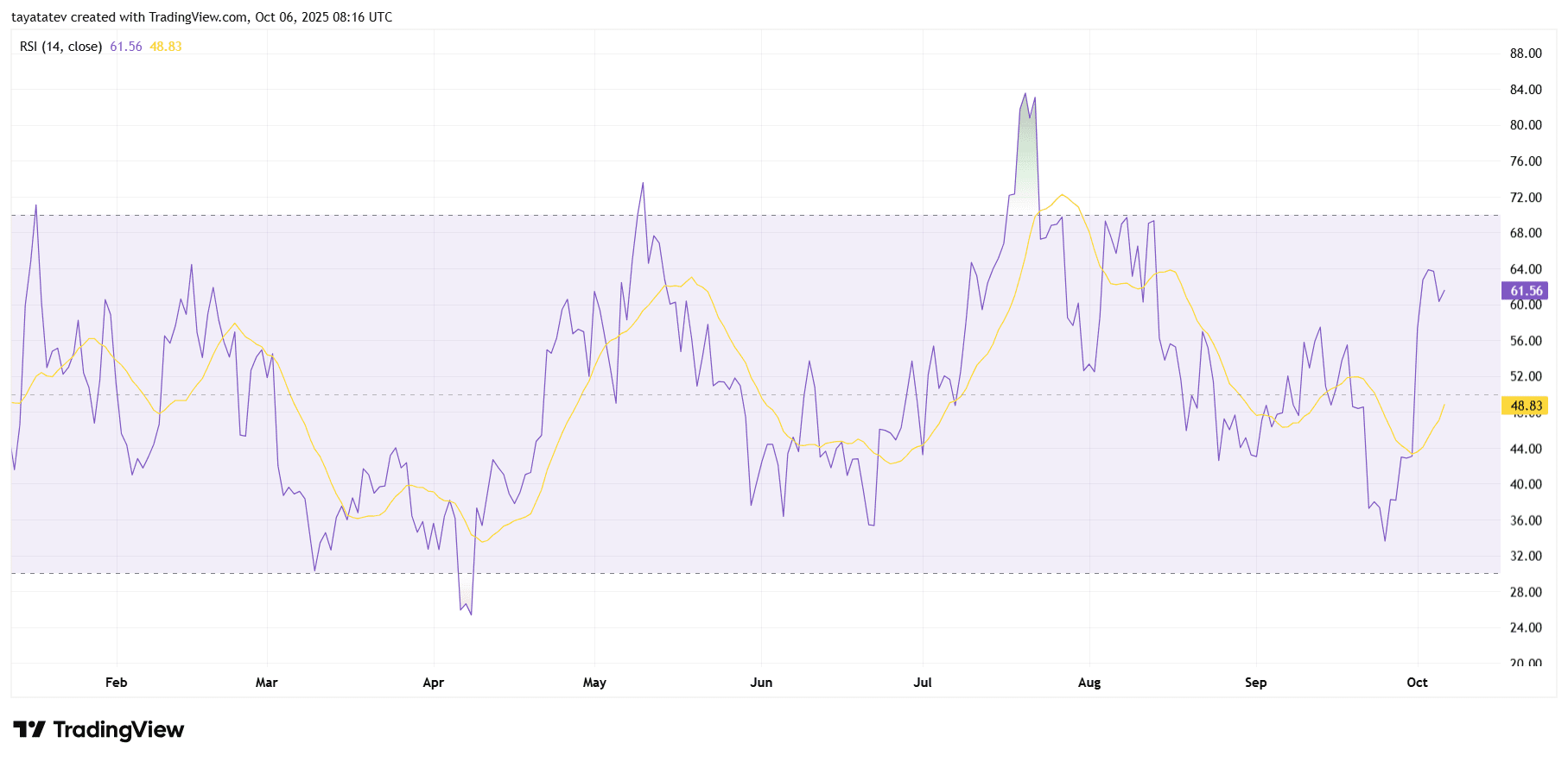 Litecoin RSI 14 Daily Chart. Source: TradingView