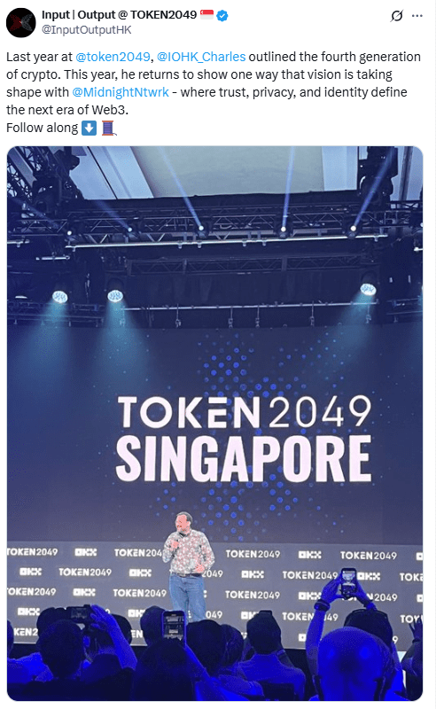 TOKEN2049 Singapore Midnight Network. Source: Input Output on X