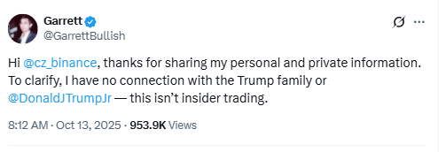 Garrett Jin X Post. Source: X (@GarrettBullish)