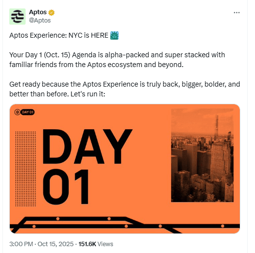 Aptos Experience NYC Day 01. Source: Aptos X