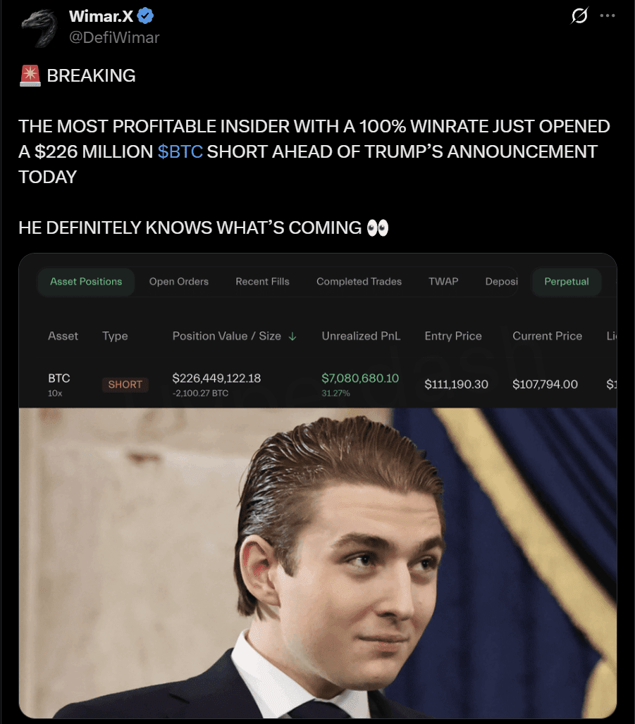 Bitcoin whale and insider trading BTC price