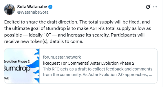 Astar Evolution Phase-2 RFC. Source: Sota Watanabe on X