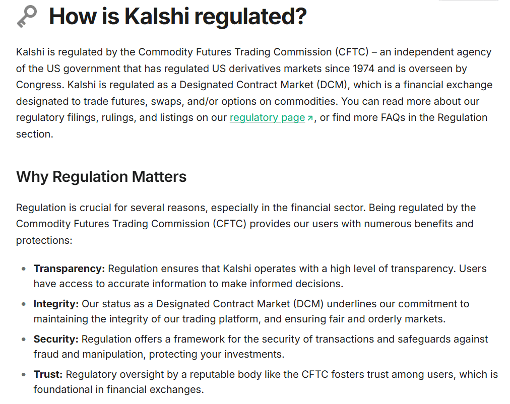 Kalshi Regulation. Source: Kalshi