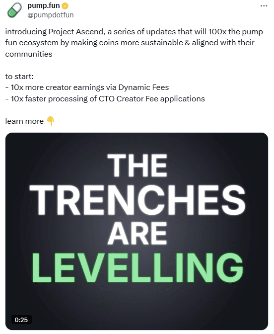 Pump.fun Project Ascend Announcement. Source: X