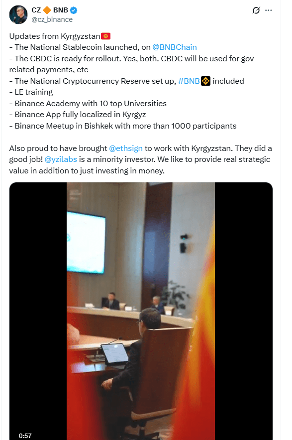 Kyrgyzstan stablecoin CBDC meeting sourceSource: X