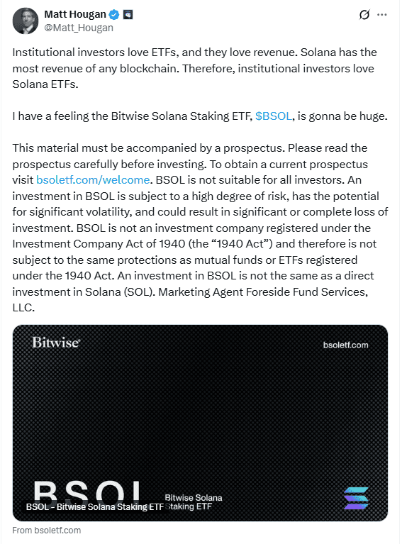 Matt Hougan on institutional demand for BSOLSource: Matt Hougan (X)