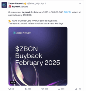 Zebec Network 50 million ZBCN buyback for February 2025